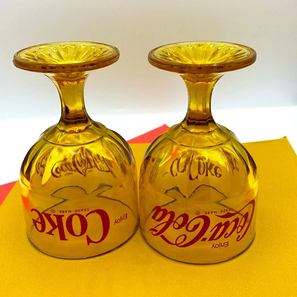 Vintage 1970 “Enjoy Coca-Cola” Amber Glass With Red Lettering